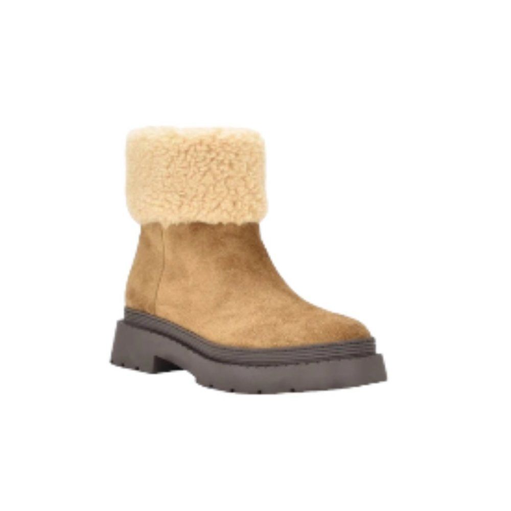 Marc Fisher Ltd Vina Faux Fur Boot Lug Sole Natural 7M NWT